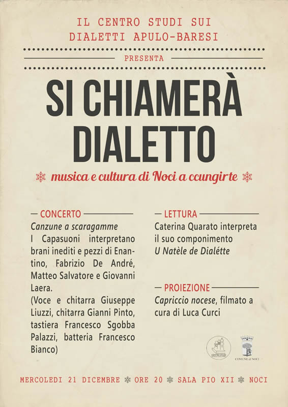 Poesie Di Natale In Dialetto Barese.Noci Gazzettino It Si Chiamera Dialetto Musica E Poesia In Scena