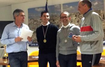 Claudio Meliota (presidente Fitri), Florido (meridiana triathlon), Intini e Domenico Ruggieri (consigliere Fitri)