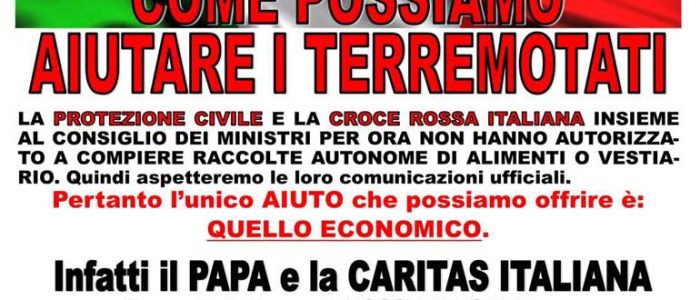 Immagine 2: Sino al 18 settembre raccolta fondi per i terremotati