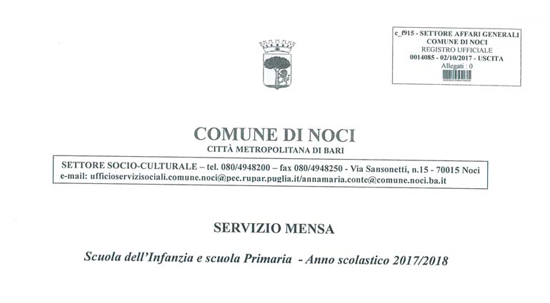 Scuola: parte il servizio mensa