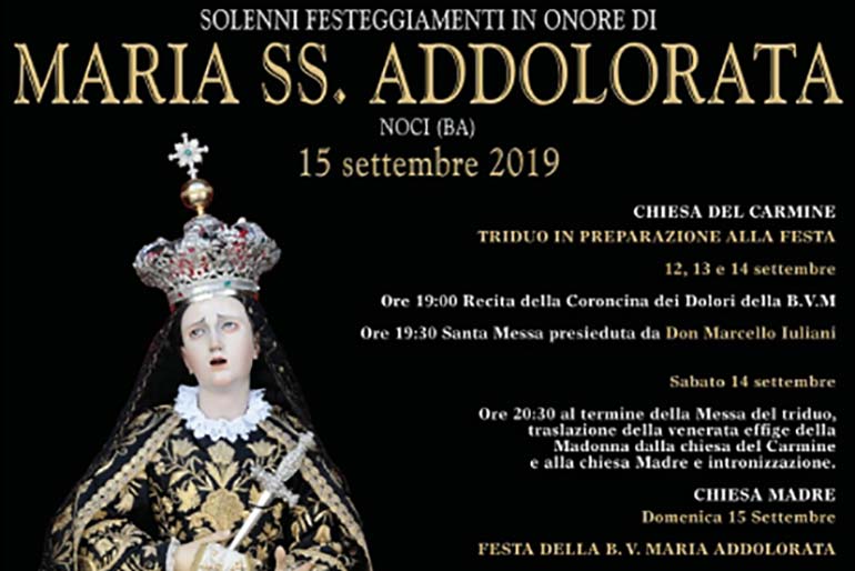 Maria SS. Addolorata: il programma della Festa