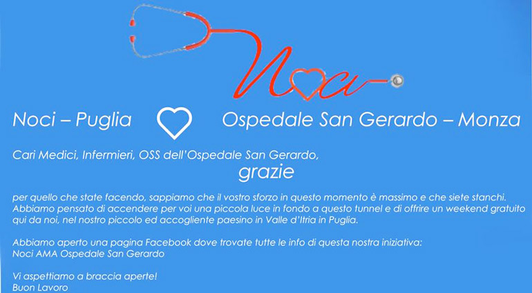 Noci AMA Ospedale San Gerardo Monza, gesto di solidarietà delle nostre strutture ricettive