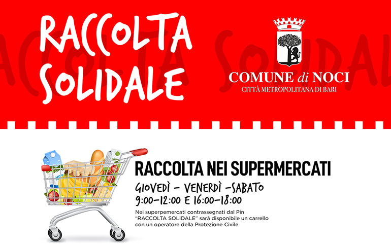 Al via la “Raccolta solidale” promossa dal Comune di Noci