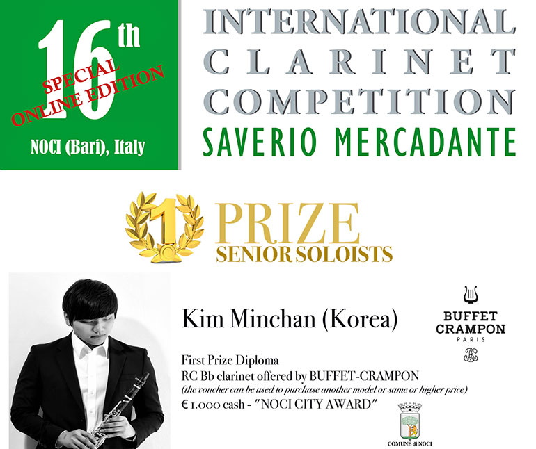 “Mercadante 2020”, Kim Minchan 1° premio tra i Solisti Senior