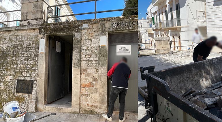 Lavori in corso presso i bagni pubblici di Piazza Garibaldi