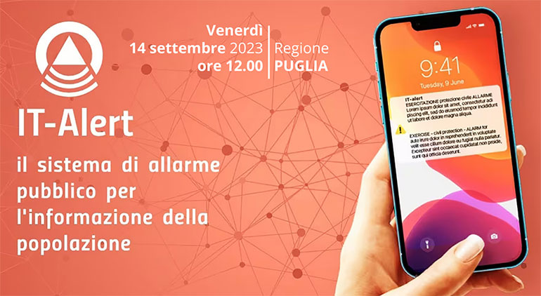 IT-ALERT: GIOVEDÌ 14 SETTEMBRE LA SPERIMENTAZIONE DEL NUOVO SISTEMA DI ALLARME PUBBLICO