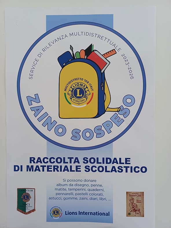 Il Lions Club aderisce all’iniziativa “Zaino sospeso”