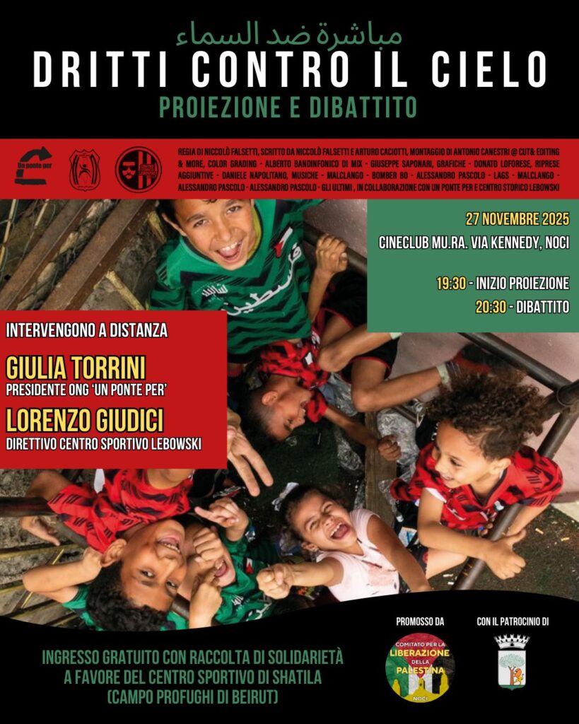Dritti contro il cielo al Mu.Ra. per riflettere sul genocidio a Gaza