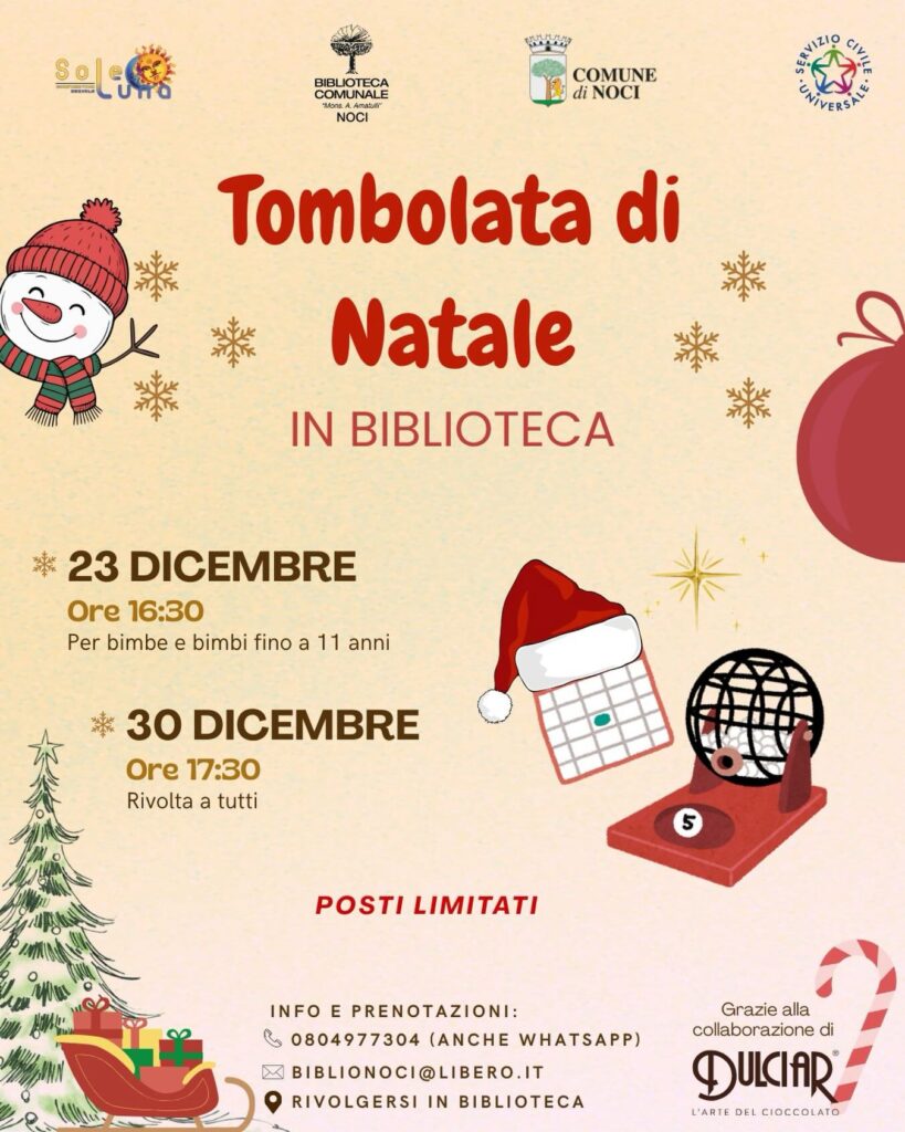 Natale in biblioteca: tombolate, libri e storie per tutte le età