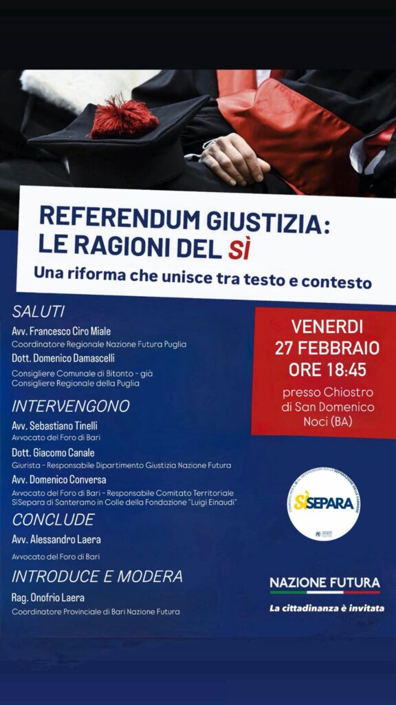 Referendum, “Le ragioni del Sì” al Chiostro di San Domenico