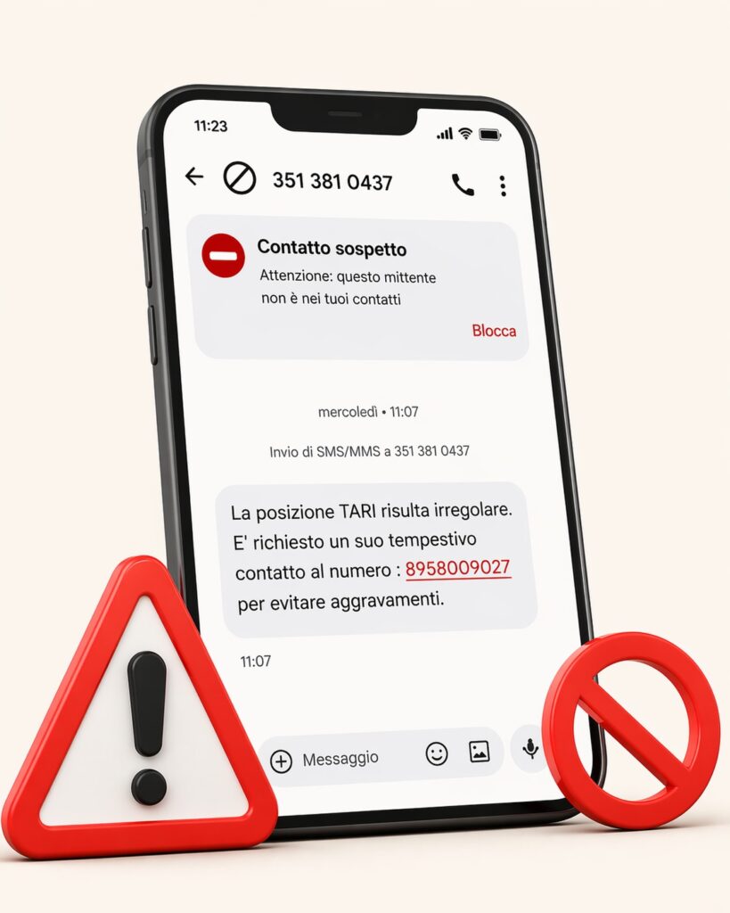Falsi sms sulla TARI, il Comune invita alla massima attenzione