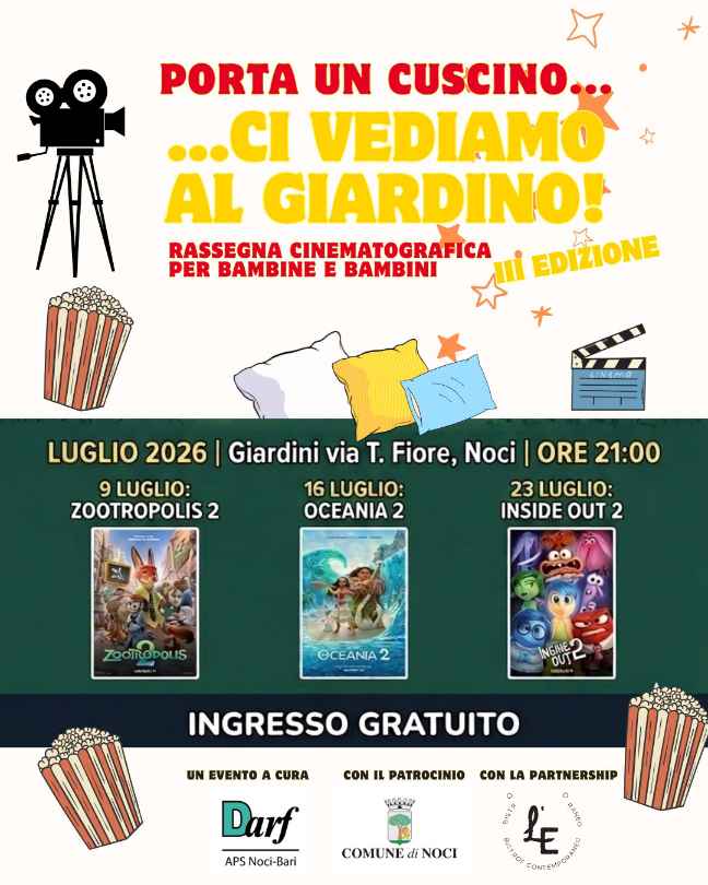 Torna la rassegna “Porta un cuscino… ci vediamo al giardino!”