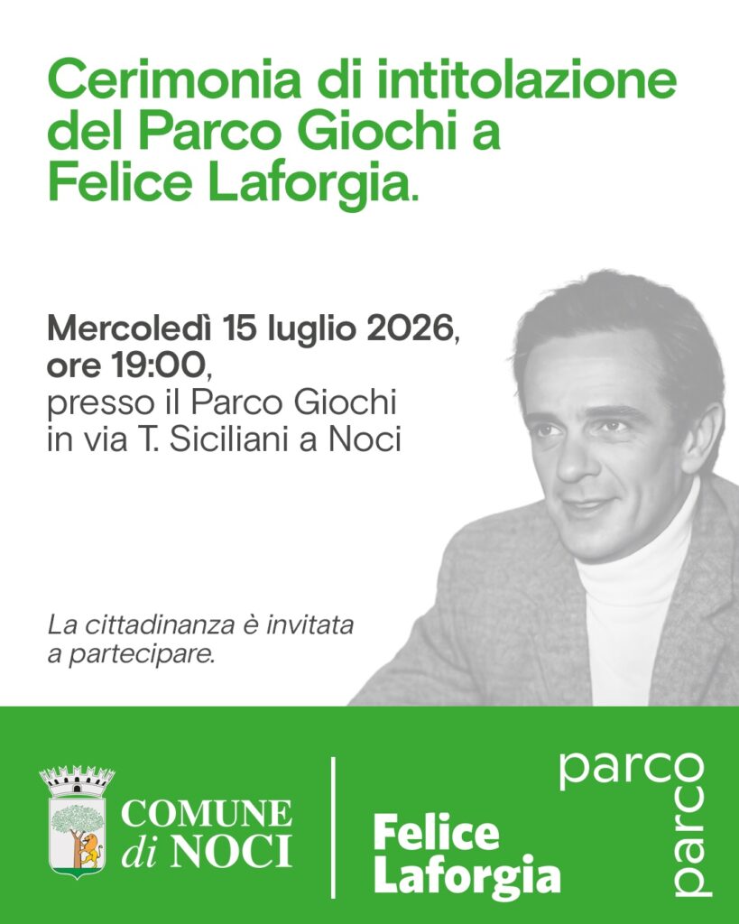 Noci ricorda Felice Laforgia, il parco giochi di via Siciliani porterà il suo nome
